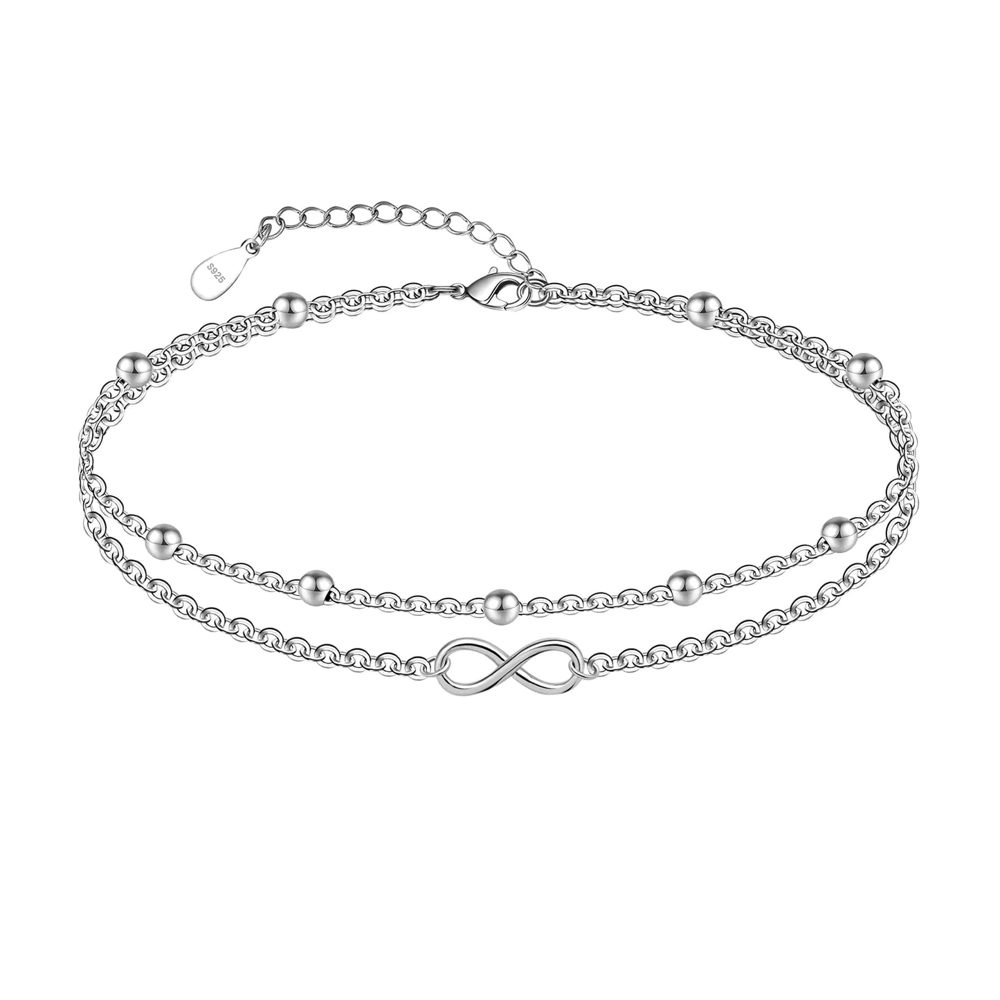 Sterling Silver Infinity Layered Anklet