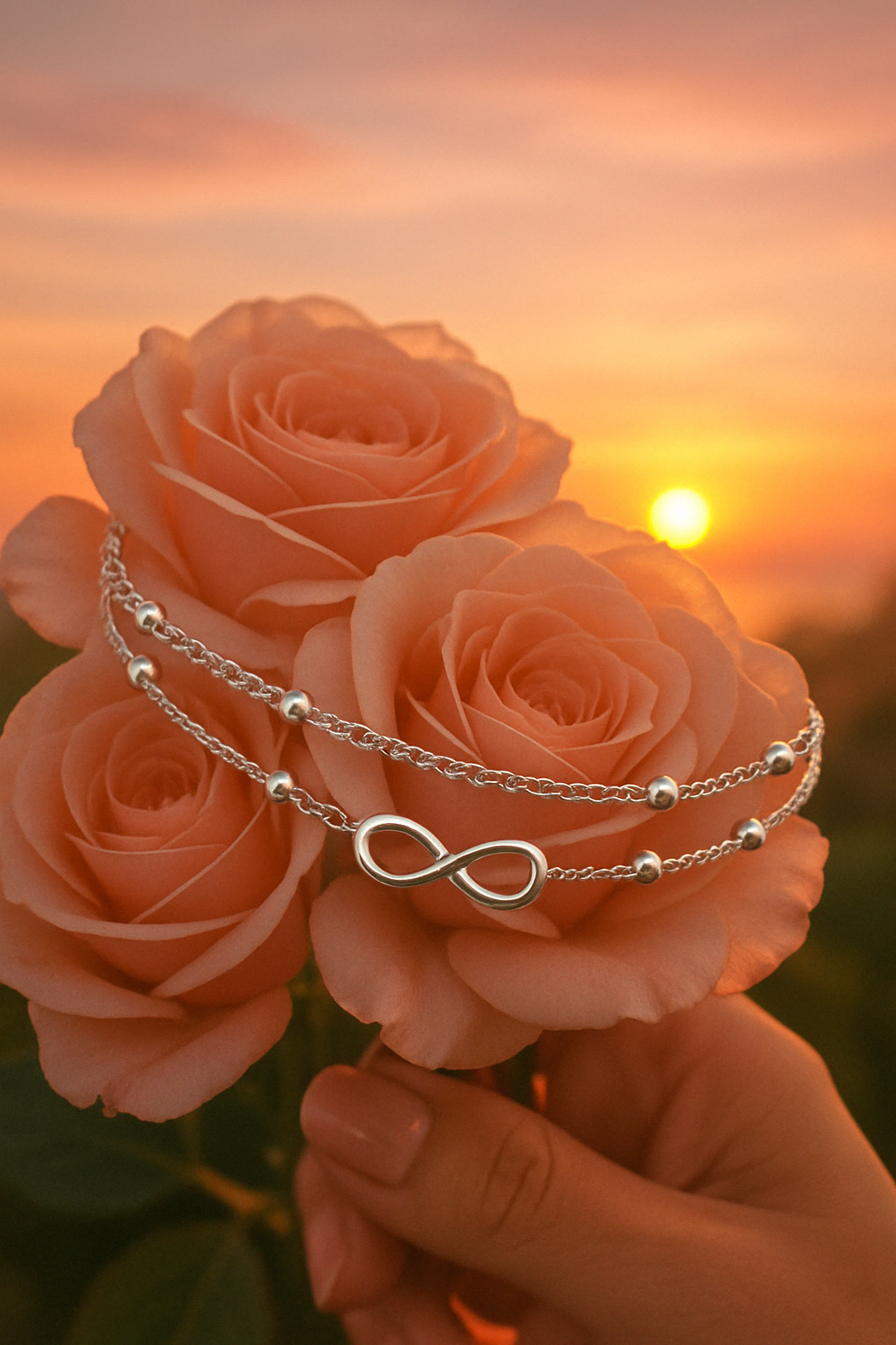 Sterling Silver Infinity Layered Anklet